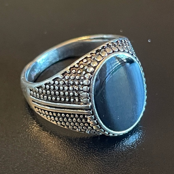 very cool black obsidian S925 silver ring - Picture 2 of 9